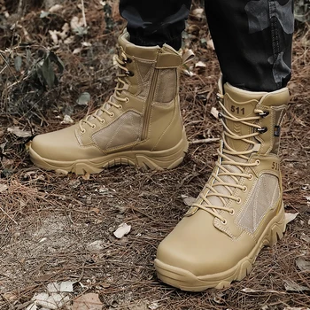 Turistická obuv vojenské topánky Vojenské Taktické Mens Topánky Špeciálne Sily Kožené Desert Combat Členok Boot Armády Práce pánske Topánky