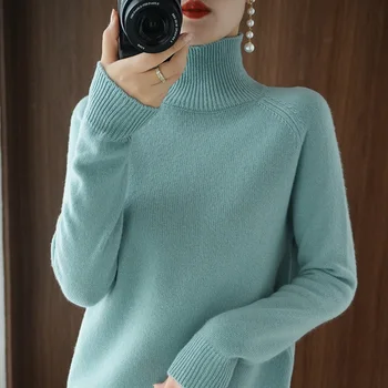 Turtleneck Cashmere sveter ženy zimné cashmere jumper zrastov žena dlhý rukáv hrubé voľné pulóver