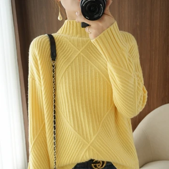 Turtleneck sveter ženy 2020 zimné nové vlna pletený pulóver Top bežné plus veľkosť cashmere teplé čisté farby basic sveter