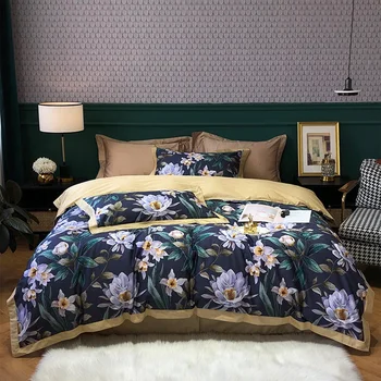 TUTUBIRD Európe posteľná bielizeň z Egyptskej bavlny nastaviť Mäkké Satin kvetinový pastoračnej bielizeň jahoda listový kaktus tlač perinu prehoz cez posteľ