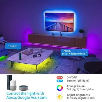 Tuya 5050, Inteligentný Hudobný LED Pás Svetla TV Backgroud Svetelné Pásy Ovládanie Hlasom Podporu Alexa/ Domovská stránka Google 16 Farieb Changable Lampa