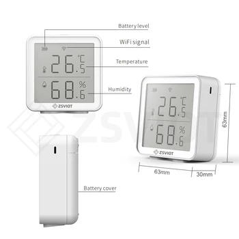 Tuya WiFi 2.4 G Teplota Vlhkosť LCD Displej, Čidlo Smart Home Teplomer Vnútorné Vonkajšie Vlhkomer Digitálny APP Control