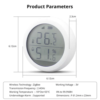Tuya Zigbee Teplota a Vlhkosť, Senzor s LCD Displejom