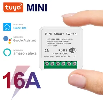 Tuya16A Mini Smart Wifi Prepínač DIY Istič Modul Podporuje 2 Spôsob Kontroly Spolupracuje s Alexa Domovská stránka Google Inteligentný Život App Control