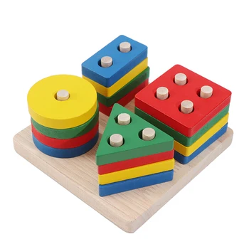 Tvar Zodpovedajúce Drevené Montessori Hračky Pre Deti Stavebné Bloky pre Deti Drevené Hračky Vzdelávacie 3D Drevené Puzzle Pre Deti Hračky
