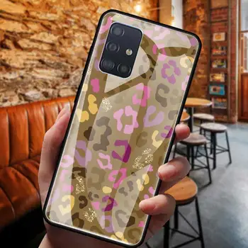 Tvrdené Sklo Telefón puzdro pre Samsung Galaxy A91 A71 A51 A41A31 A21s M51 M31 M21 Kryt Späť Coque Leopard Shell Luxusná Taška capa