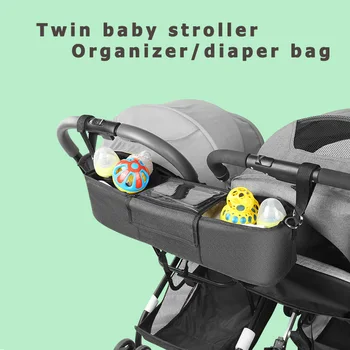 Twin baby kočík organizátor taška múmiový plienka taška tandemový kočík veľkú kapacitu visí outerdoor cestovné mama skladovanie tašky príslušenstvo