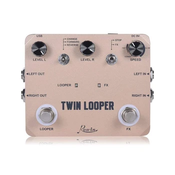Twin Looper Stanica Elektrická Gitara Efekt Pedál Slučky Stanica pre Gitaristov Zlatý