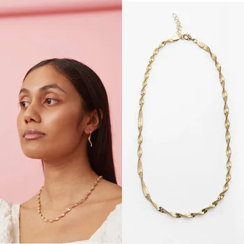 Twist had zlata reťazca náhrdelník z nehrdzavejúcej ocele krátke clavicle náhrdelník pre ženy móda punku 2020