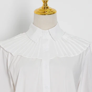 TWOTWINSTYLE Bežné Biele Tričko Pre Ženy Klope Dlhý Rukáv Voľné kórejský Nadrozmerné Blúzka Ženskej Módy Nové Oblečenie 2020 Klesnúť