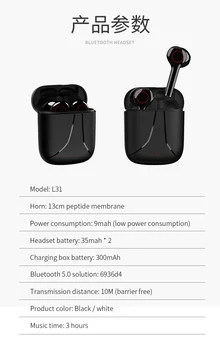 TWS Bezdrôtové Bluetooth Slúchadlá HiFi Stereo HD Hovor Slúchadlá Odtlačkov prstov Touch Slúchadlá Slúchadlá S Mikrofónom Nepremokavé