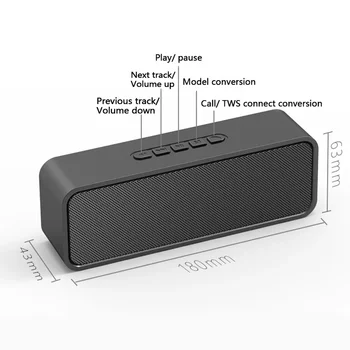 TWS Bluetooth Reproduktor V5.0 Stĺpec Reproduktor Bluetooth zariadenia Soundbar Subwoofer Stereo Podpora TF kariet FM Outdoor/Auto Reproduktor