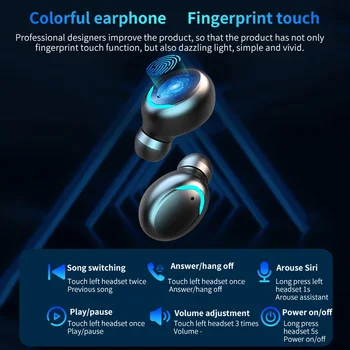 TWS Bluetooth Slúchadlo V5.0 9D Bezdrôtové Stereo Slúchadlá Športové Vodotesné Slúchadlá Mini Pravda Slúchadlá náhlavné súpravy pre mobil