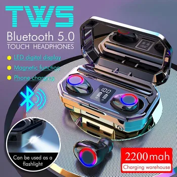 TWS Bluetooth Slúchadlá, 2200 mAh ,Bezdrôtové Slúchadlá ,LED Displej Plnenie Priestoru ,Handfree Nepremokavé Športové Slúchadlá