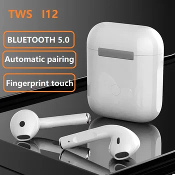 TWS I12 Pôvodné Blutooth Bezdrôtové Slúchadlá Športové Headset Stereo Slúchadlá Fone De Ouvido Auriculares Slúchadlá IOS PK I90000