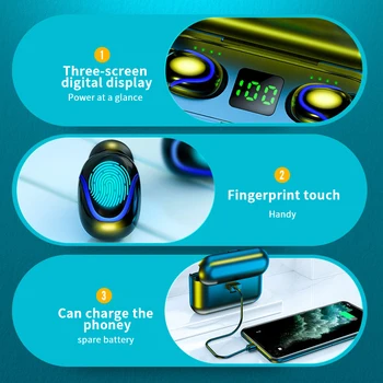 TWS S1 Bezdrôtové Slúchadlá Bluetooth 5.0 Športové Vodotesné Slúchadlá s 1500mAh plnenie prípade Smart Prst dotykový Digitálny Displej