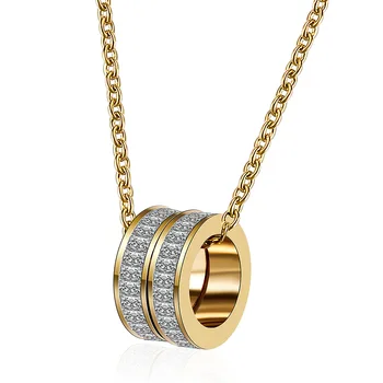 TY299 Nové titánové ocele náhrdelník clavicle reťazca dvojité koleso z nerezovej ocele jednoduchý náhrdelník ženy