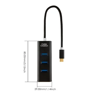 Typ C Hub, CableCreation USB-C-4-Port USB 3.0 Hub Adaptér Kompatibilný Chromebook Pixel,Samsung S9/S8,Myš,Klávesnica,atď