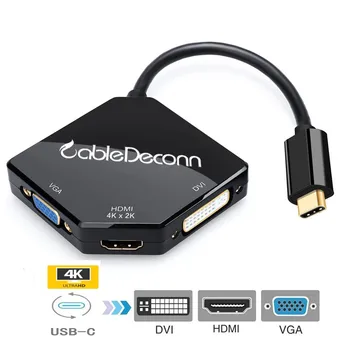 Typ-c na VGA HDMI DVI Multifunkčné Prevodník USB C, hdmi 4k Adaptér usb 3.1 rozbočovač pre Smartphone Samsung notebook Macbook Dell