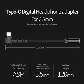 Typ C pre Slúchadlá, Kábel 3.5 USB C Jack 3,5 mm pre Slúchadlá, AUX Adaptér Pre SAMSUNG Galaxy Note 10 Plus Xiao Mi Huawei Honor