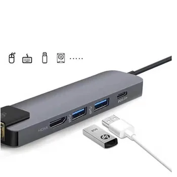 Typ-C ROZBOČOVAČ USB, C prepínač Multi-funkcia Plug and play Mac OS RJ45 adaptéry USB-C Windows, Mac Book Pro HD 4K PD plnenie HDMI port
