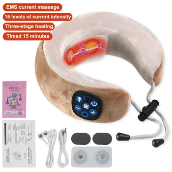 U-tvarované vankúše elektrický smart krčnej masážne Vibračné kúrenie Masér pre krku relaxovať zmierniť únavu, bolesti v zime v teple