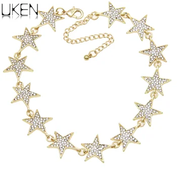UKEN Drahokamu Star Golier Chokers Náhrdelník Vyhlásenie Šperky, luxusné Maxi Náhrdelníky Pre Ženy Momenty Bijoux Femme N4183