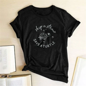 Uložiť Korytnačka Tlač T-shirts Ženy Oblečenie Roztomilý Letné Tričko Grafické Topy Pre Ženy Móda Kawaii Tričko Harajuku Femme