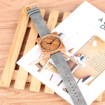 Ultra-Light Tvorivé Dreva Lady Náramkové hodinky Quartz Minimalizmus Dizajn Kožené Hornej Darčeky Položku Hodiny pre Mladých Lady Dievčatá reloj