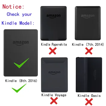 Ultra Silm PU kožené puzdro Pre Nový kindle 2016 8 tej generácie ebook ultra tenký kryt pre Kindle 558 6.0 palcový prípade +Film
