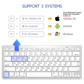 Ultra Slim hebrejské Bluetooth Klávesnicu, Izrael Bezdrôtová Klávesnica, Nízkou úrovňou šumu a aplikácie pre iOS iPad Android Tablety Windows