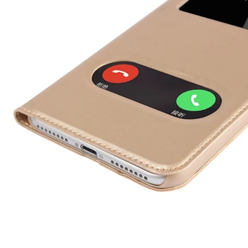 Ultra-tenké business ochranný kryt závesu telefón prípade okna-typ flip prípade pu kožené puzdro pre Apple iPhone 7 8 Plus
