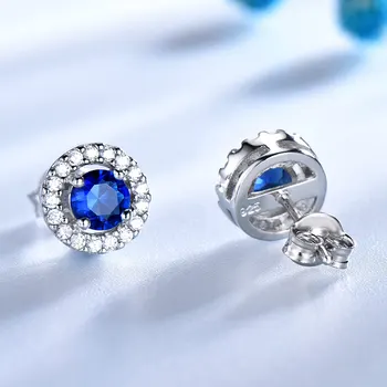 UMCHO Simulované Sapphire Stud Náušnice Pre Ženy Pevné, Čisté 925 Sterling Silver Šperky, Svadobné Princezná Diana Romantické Šperky