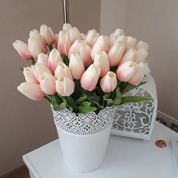 Umelá Kvetina tulipán Skutočný Dotyk Umelé Kytice Falošné Kvet Domov Garen Vonkajšie Party Dekorácie RoomDecoration Vnútorné