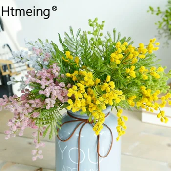 Umelé kvety Mimózy Kytice fuzzy simulácia výsadbu DIY svadobné domova rastlín Vence kvetov