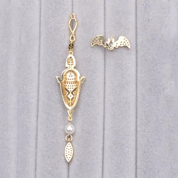 UMGODLY 1PC Luxusné Cubic Zirconia Upír Bat Drop Náušnice Zlatá Farba Staroveký Egyptský Štýl Svetlo Monako Dizajnér Ženy Šperky