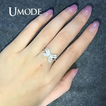 UMODE Klasická Krúžok Pre Ženy, Dievčatá Zapojenie Snubné Prstene kórejský Jednoduché Šperky Crystal Zirkón Luk Krúžok UR0522