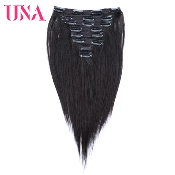 UNA Clip in predlžovanie Vlasov 8 Kusov - Brazílsky Ľudské Vlasy Premium Ženy Rovno Dvakrát Útku Hrubé Remy predlžovanie Vlasov Clip som