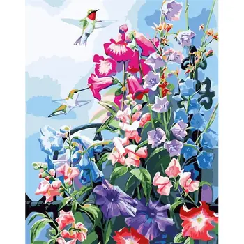 Unframe Maľby Číslo Kvety DIY Sady Handpainted Darček Akrylová Farba Kresby Čísla, Domáce Dekorácie