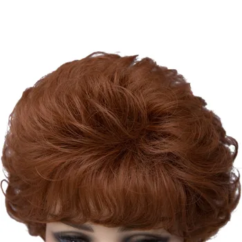UNG Dámy Auburn Červené Krátke Kučeravé Curl Syntetické Plný Vlnité Vlasy, Parochne Načechraný Cosplay Mama Kostým Parochňu pre Ženy