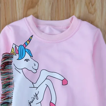 Unicorn Batoľa Detský Dievčatá Pulóver Bežné Dlhý Rukáv T-Shirts Teplá Mikina Šaty, Topy