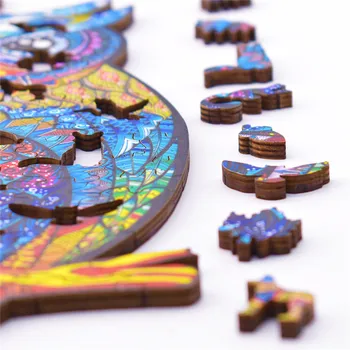 Unikátne Drevené Puzzle Tajomné Zviera Puzzle Vyhovovali DIY Montessori Interaktívne Hry Pre Dospelých A Deti Drevené Puzzle Hračka Darček