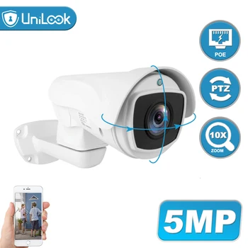 UniLook 5MP Bullet POE PTZ IP Kamera, 10x Optický Zoom Kamery CCTV Bezpečnostné Kamery Vonkajšie Poveternostným vplyvom IČ 80m, ONVIF H. 265