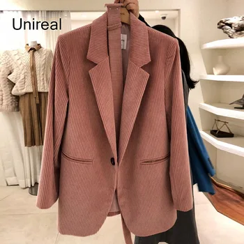 Unireal 2021 Nové Jeseň Ženy Menčester Blejzre Sako Coats Voľné Bežné Streetwear Belted Blejzre