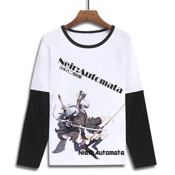 Unisex Anime NieR: Automaty T-Shirt 2B 9S A2 POD042/153 Bavlna Bežné Tričko Tričko Dlhý Rukáv Plný T Tričko