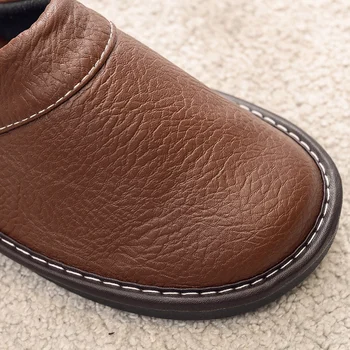 Unisex jar domov kožené papuče mužov veľkosť 45 46 Presné šitie Klasické vnútorné muž kožené topánky