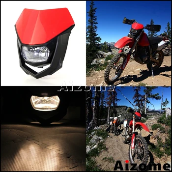 Univerzálne Motocyklové Dirt Bike Off Road 35W Svetlomet 12V Svetlometu Maska Pre Honda XR CRF R Dual Sport H4 Svetlometu Kapotáže Červená