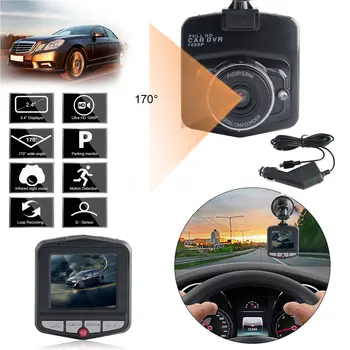 Univerzálny 2,4-palcový Full Objektív 1080P Auto Auto Videokamera DVR Vozidla, Kamera, videorekordér Dash Cam G-sensor