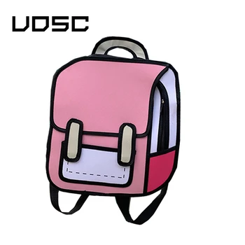 UOSC 2D Kreslenie Batohy Pre Ženy Batoh Tvorivé 3D Jump Štýl Cartoon Školské tašky Pre Dievčatá Traval Batoh Mochila Mujer