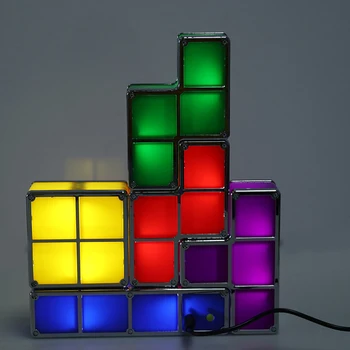 Upgrade DIY Tetris Nočné Svetlo Farebné Stohovateľné Tangramu 7 Kusov LED Indukčné Spriahnuté Lampa 3D Hračky Darček